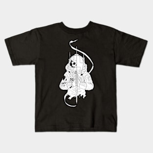 Space samurai skeleton white Kids T-Shirt